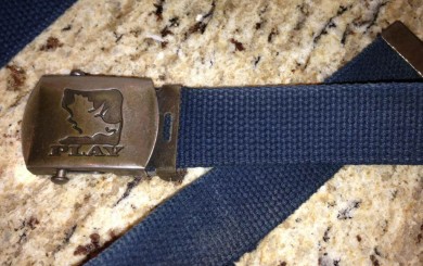 The PLAY Clothes canvas belt with triceratops logo (courtesy of Darren Hough)