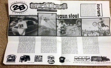 Grilled, the 2B BMX newsletter featuring Vaun Stout